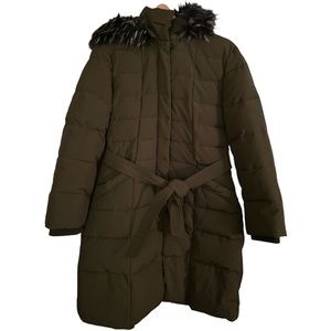 Kenzie Women's 44" Luxe Fur Hooded Quilted Non-Down Long Puffer Size Large NWOT